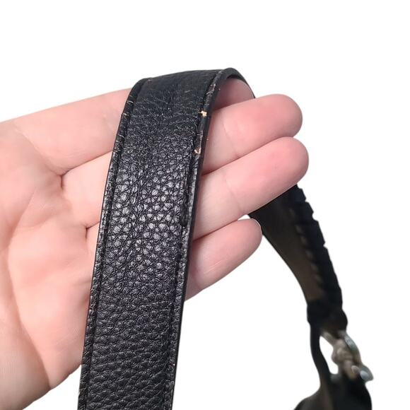 Lauren Ralph Lauren Pebble Leather Saddle Fringe Crossbody Bag Black GUC Flap - Picture 5 of 9